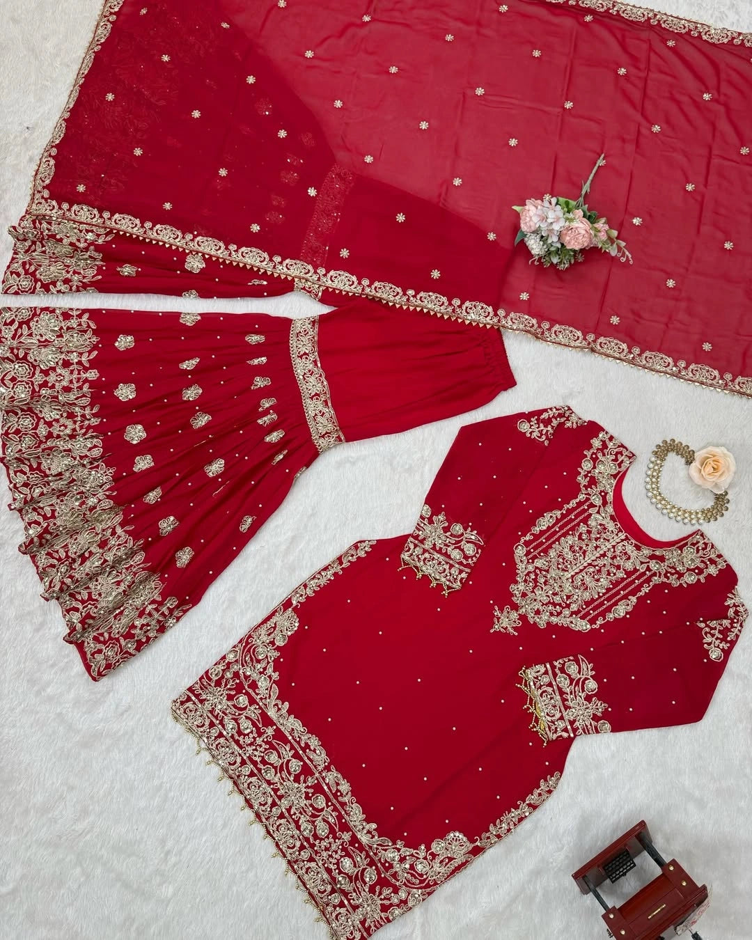 Premium Faux Georgette Top and Sharara