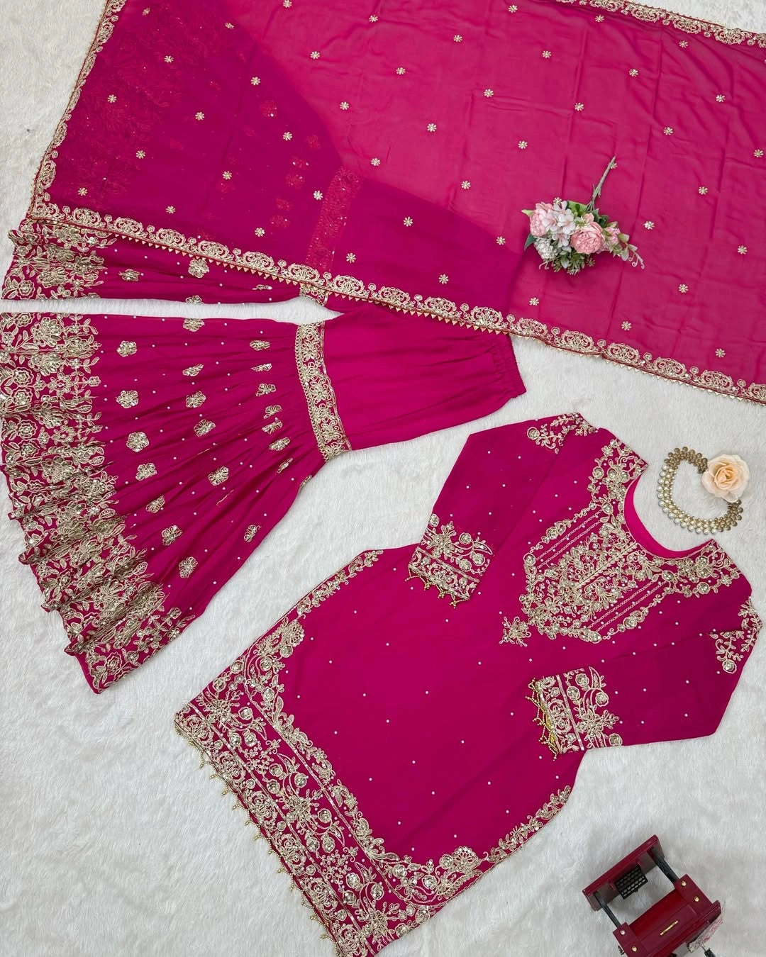 Premium Faux Georgette Top and Sharara