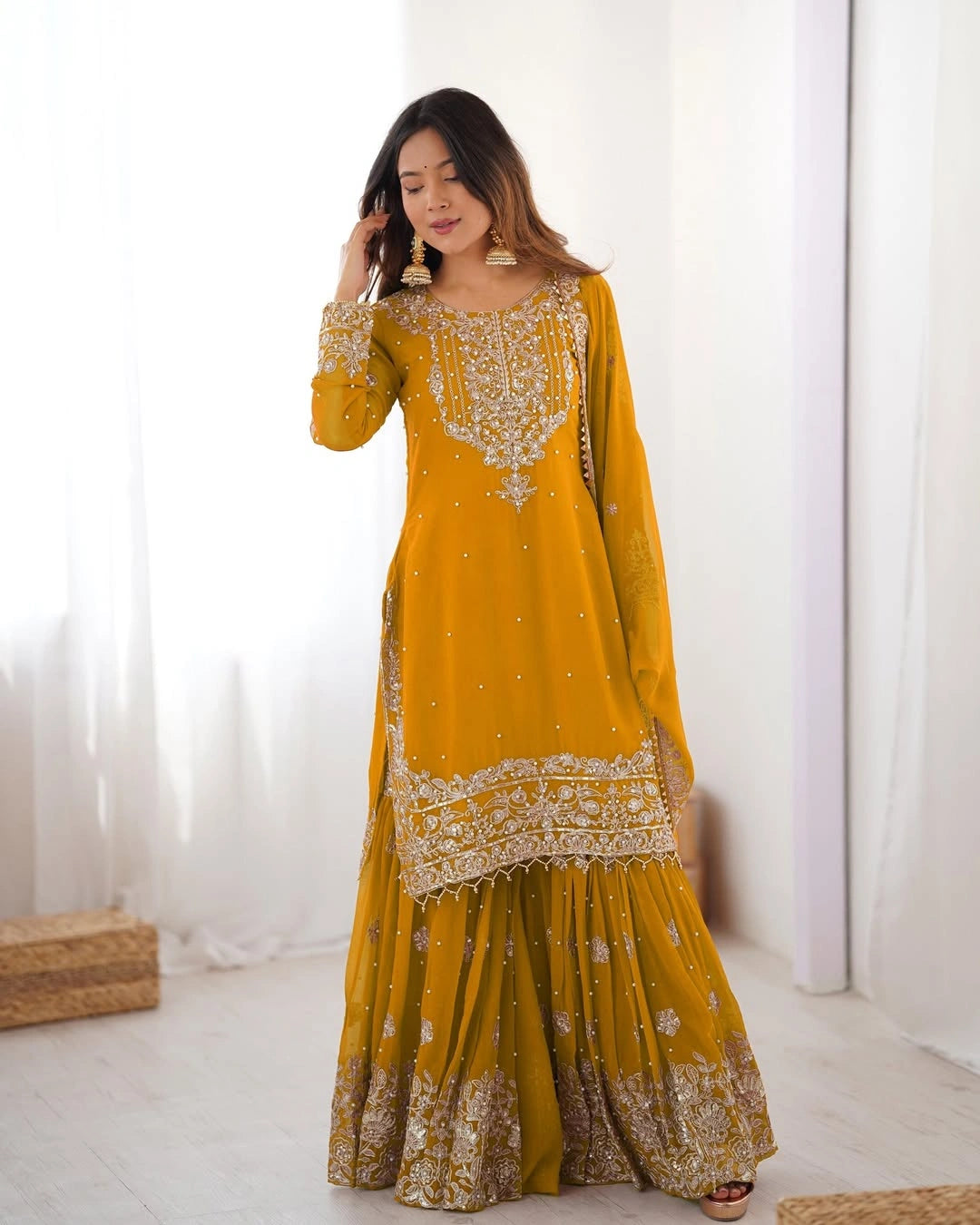 Premium Faux Georgette Top and Sharara