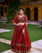 A regal maroon lehenga choli